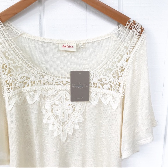 Anthropologie Tops - NWT! Deletta (Anthro) Ivory Lace shtslv sweater